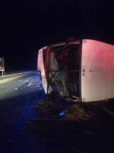 Accident involving bus and truck claims first casualty