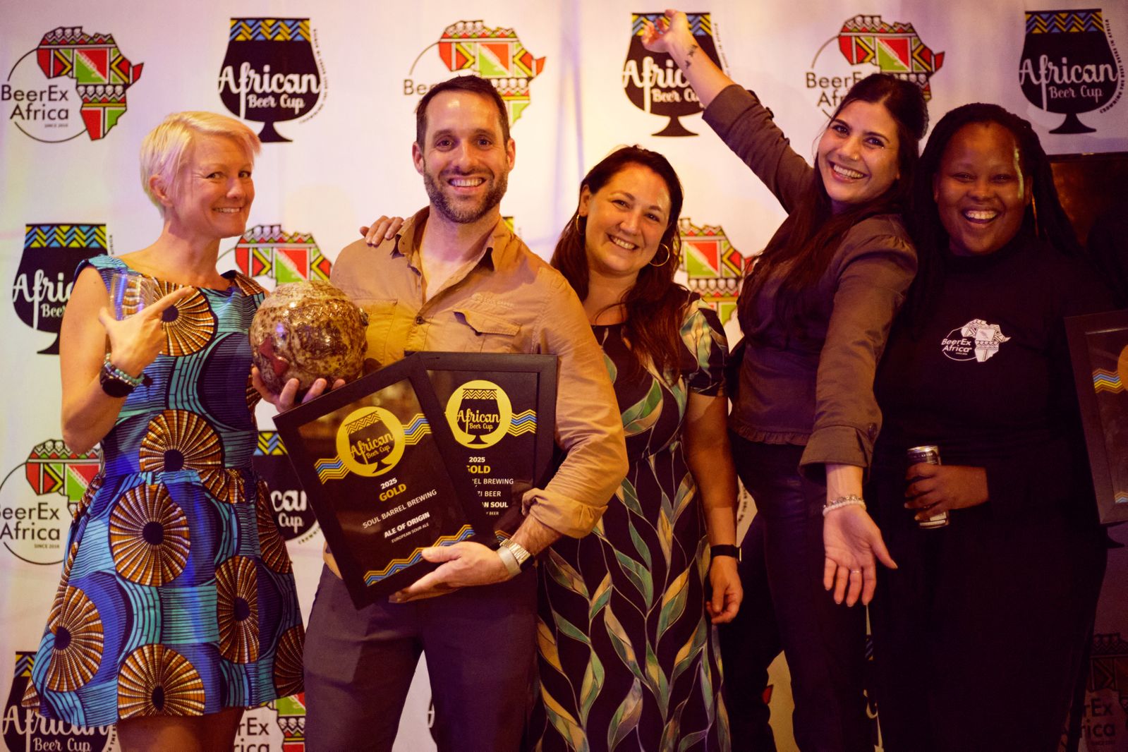 Nick Smith, brew master of Soul Barrel, receives his Africa Beer Cup award.