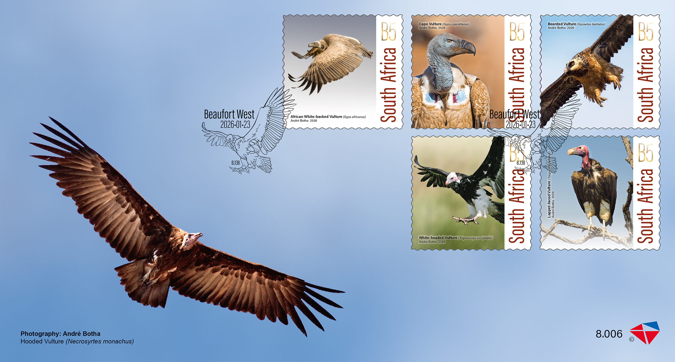 The South African Post Office has released a special collection of stamps featuring six critically endangered vulture species, aimed at raising awareness of the dramatic decline in African vulture populations over the past three decades.