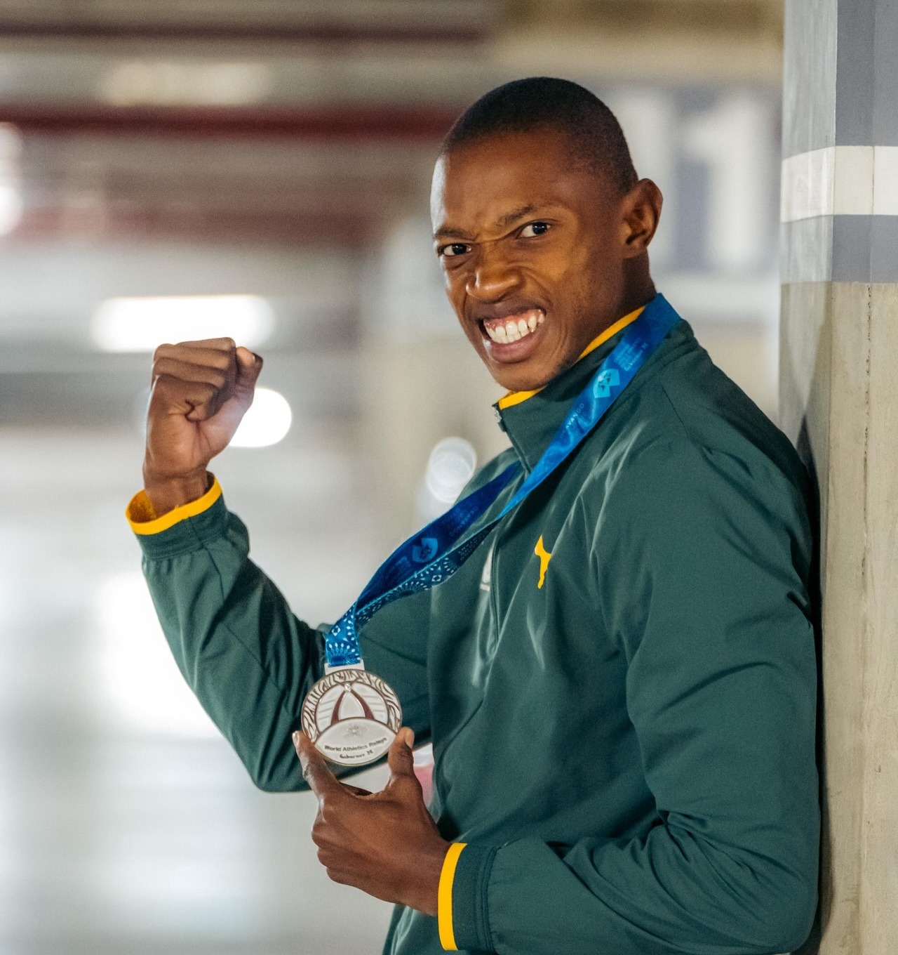 Mthi Mthimkhulu proud to bring home a silver medal he won with the South African men's 4x400 relay team at the 2026 World Athletics Relays held 2–3 May in Botswana – the first ever on the African continent.