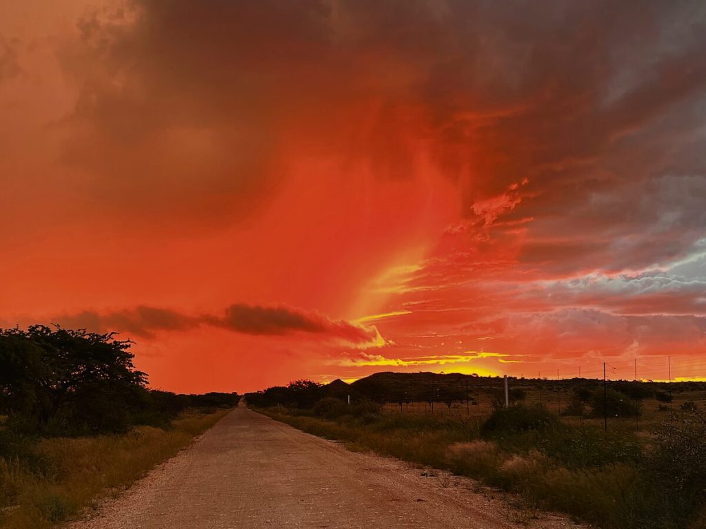 'n Sonsondergang soos gesien vanuit die Mokala- Nasionale Park.  FOTO: Christo Louw