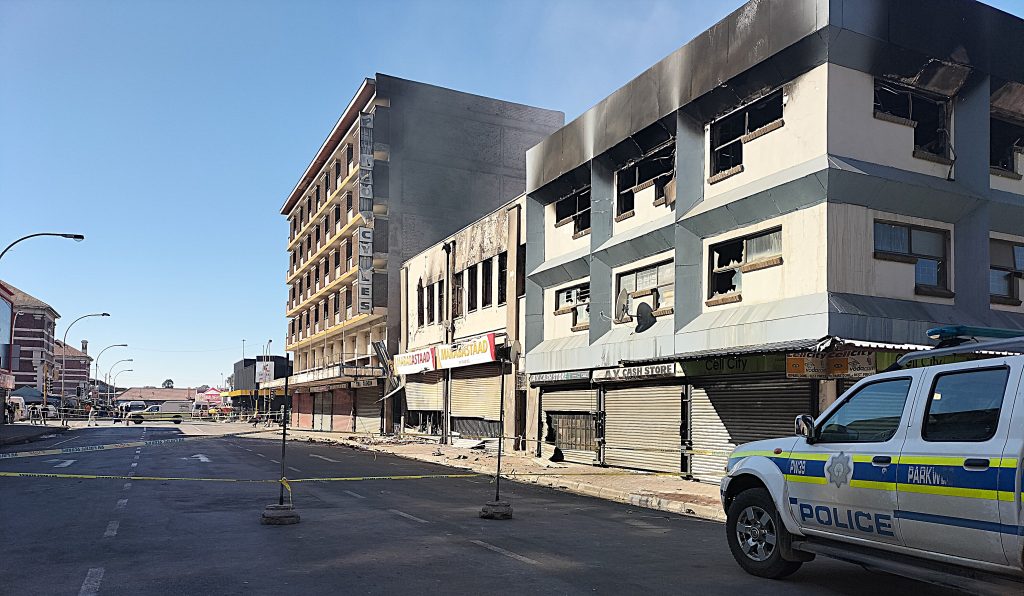 Fire-gutted building sees several business forced to close.