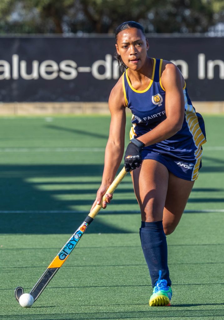 Kirstin Booysen in aksie vir Oranje.