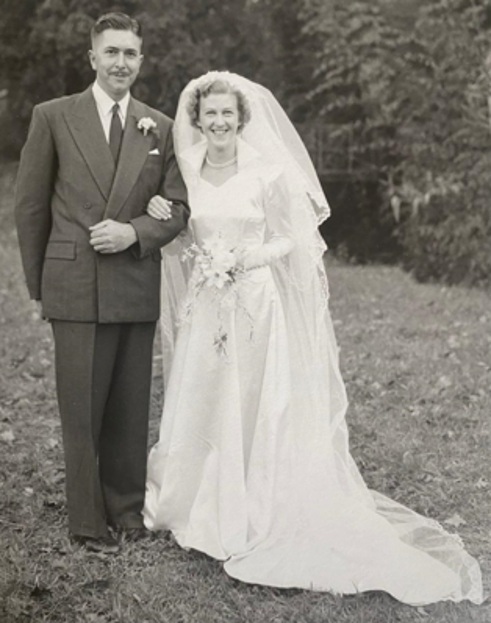 The Stockses on their wedding day, 7 June 1952.