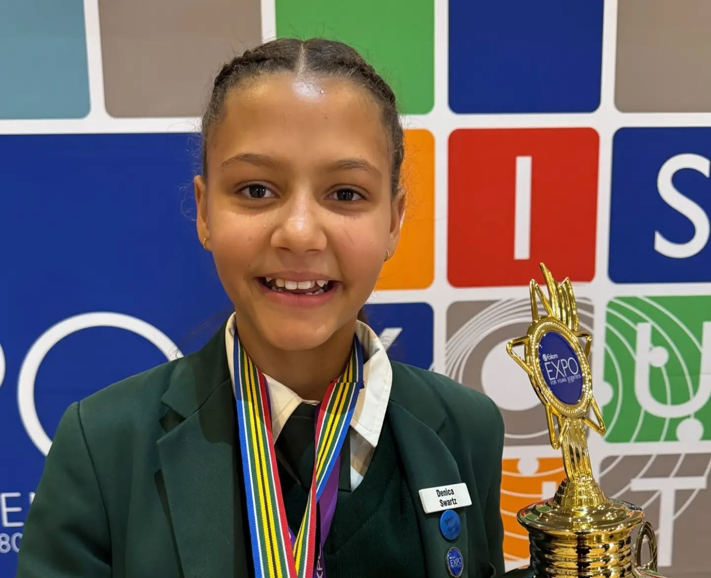 Denica Swartz of Eunice won a top award at the Eskom Expo.