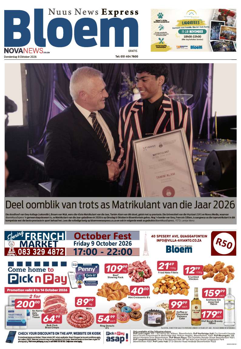 BloemNuusExpress – E-Edition – 8 Oktober 2026