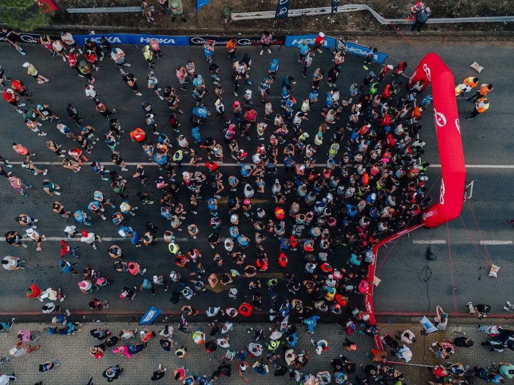 Runners at the starting point of the 2026 Mimosa Mall Marathon.