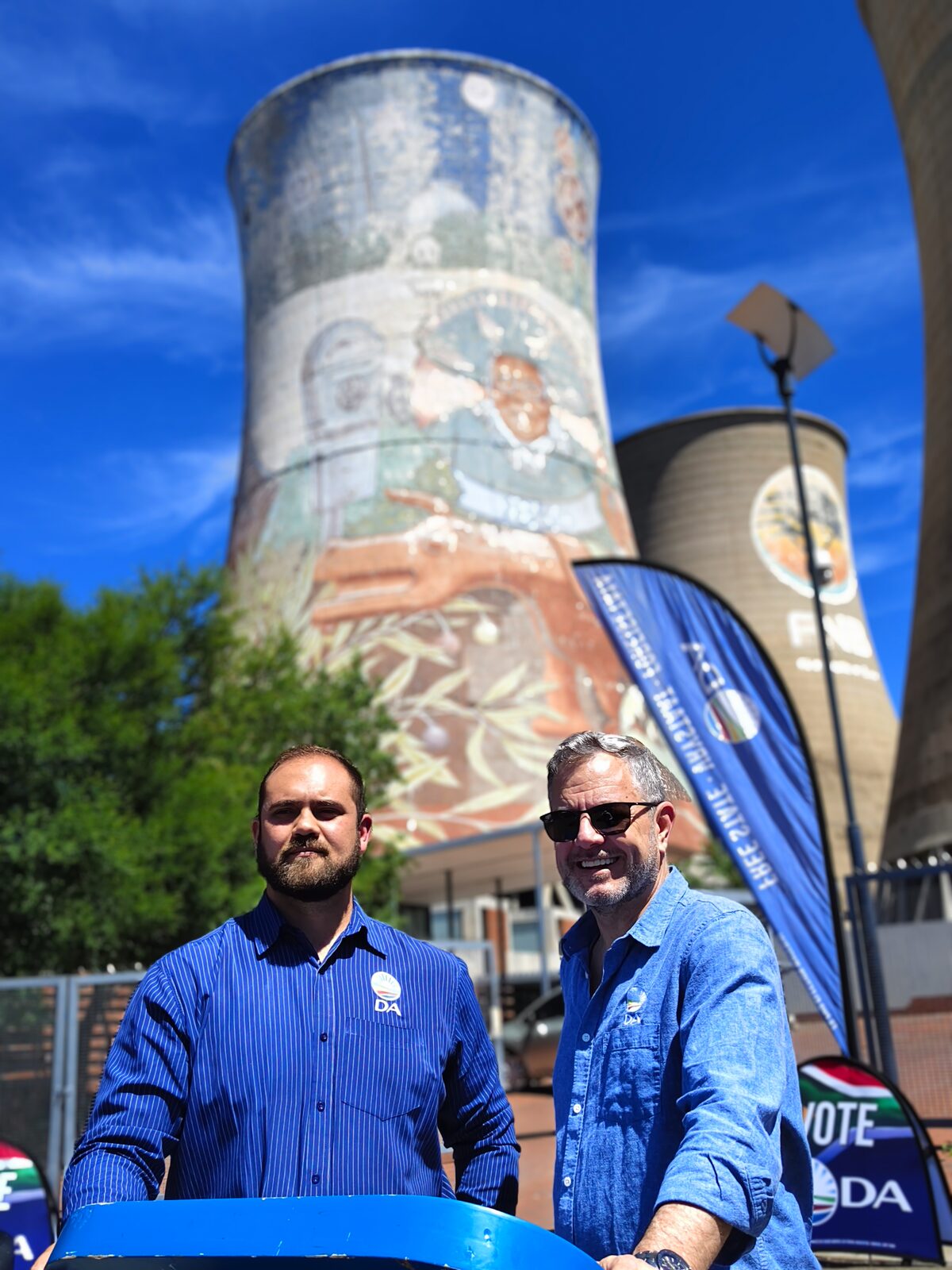 Werner Pretorius (left) and Kevin Mileham in front of the old cooling