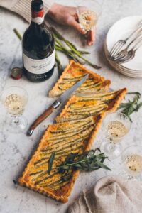 Sophisticated asparagus quiche and wine a perfect pair