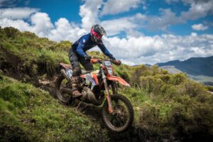 Slippery roads and rain during the Roof of Africa challenging