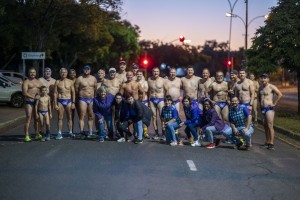 Men: Dare to be brave with a purple Speedo in support of cancer awareness