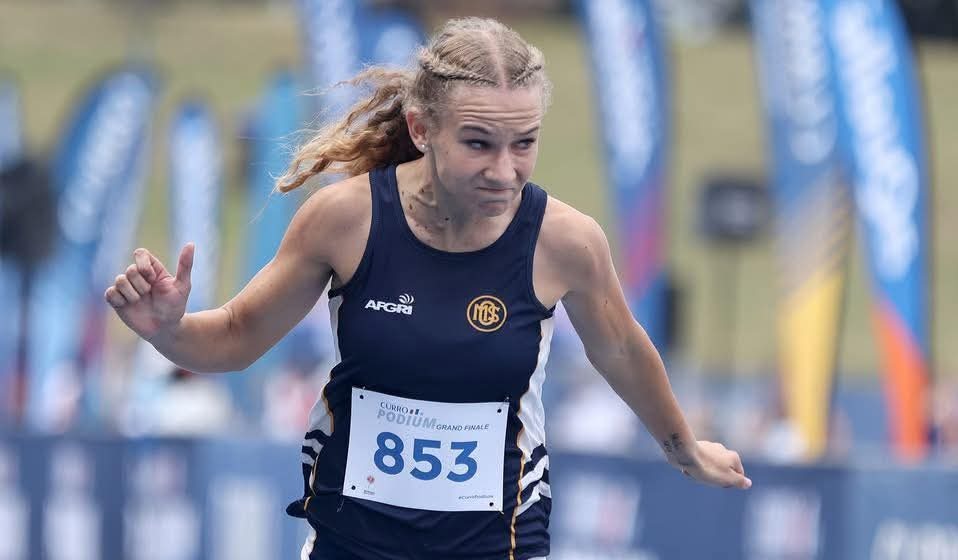 Rumé Burger op die atletiekbaan.