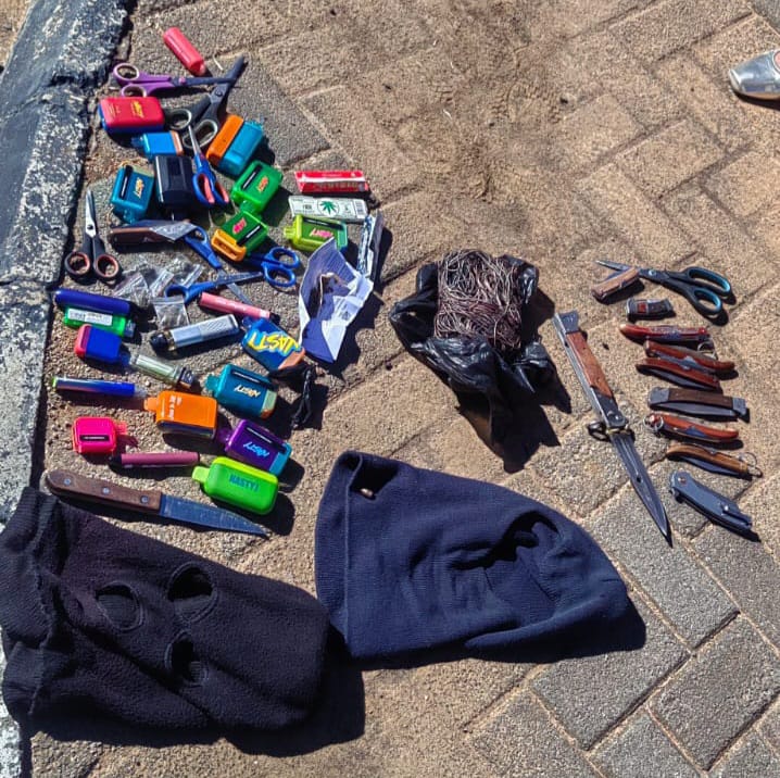Some of the illegal items found at a school in Bloemfontein.