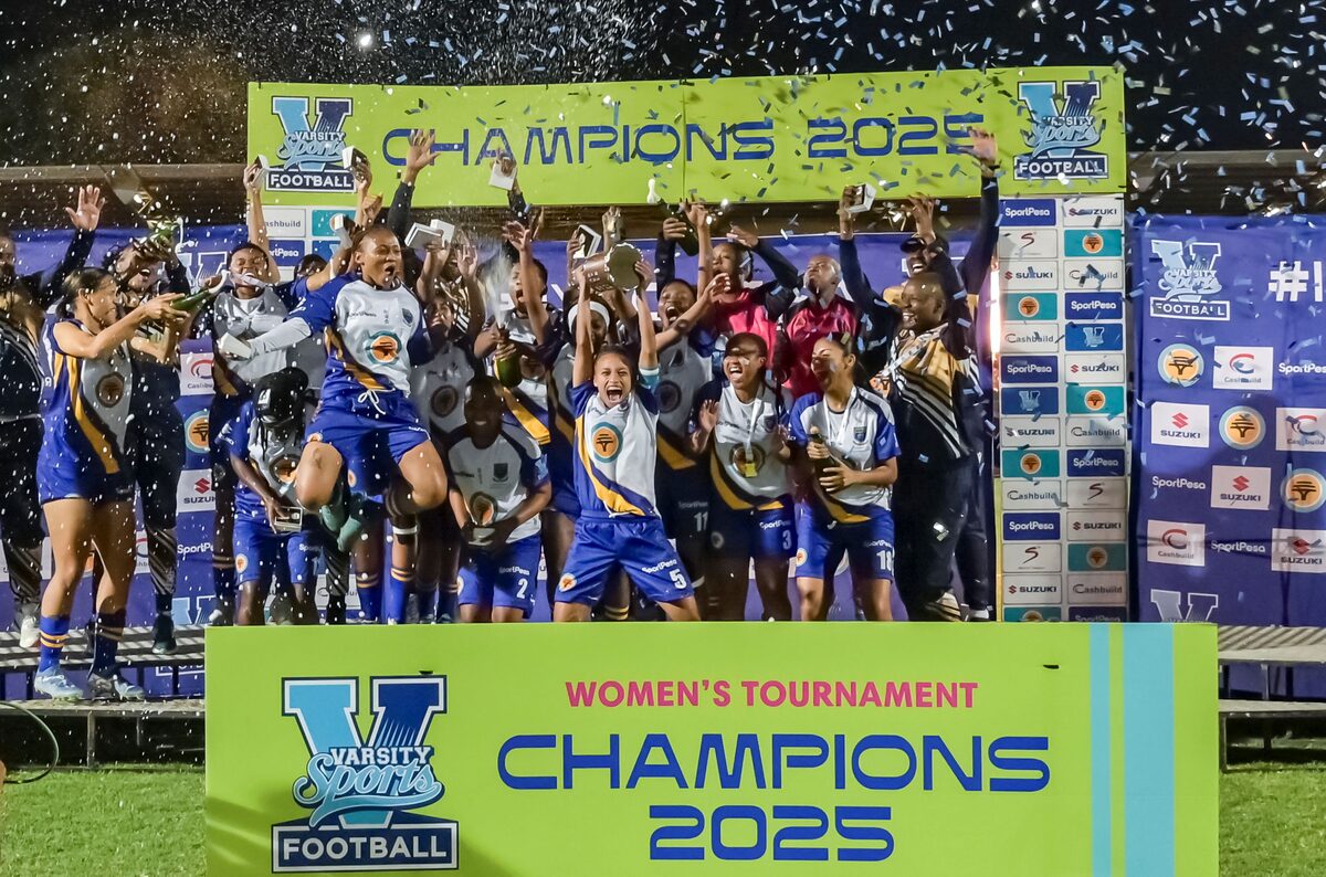 The UWC team celebrates their third consecutive Varsity Football victory.