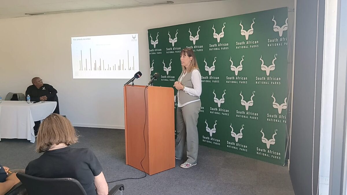 Megan Taplin, TMNP Park Manager, adressing the media on its festive season preparedness for Table Mountain National Park.