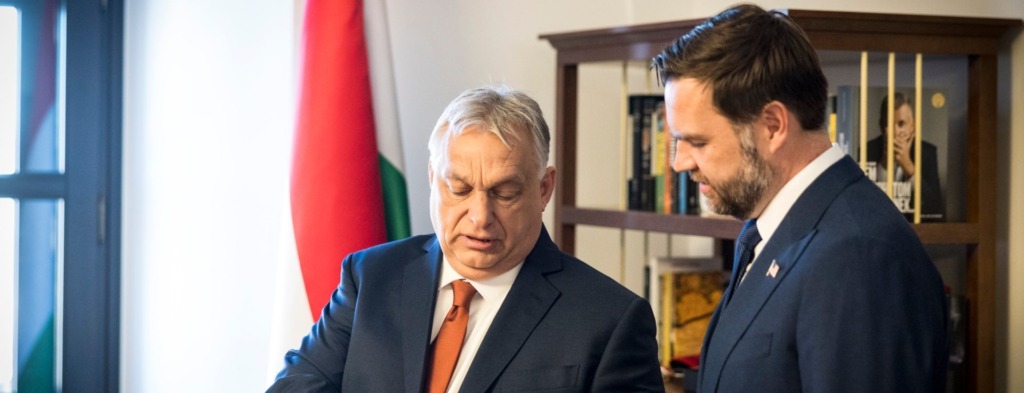Voormalige eerste minister van Hongarye, Viktor Orbán, saam met die VSA-visepresident, JD Vance.