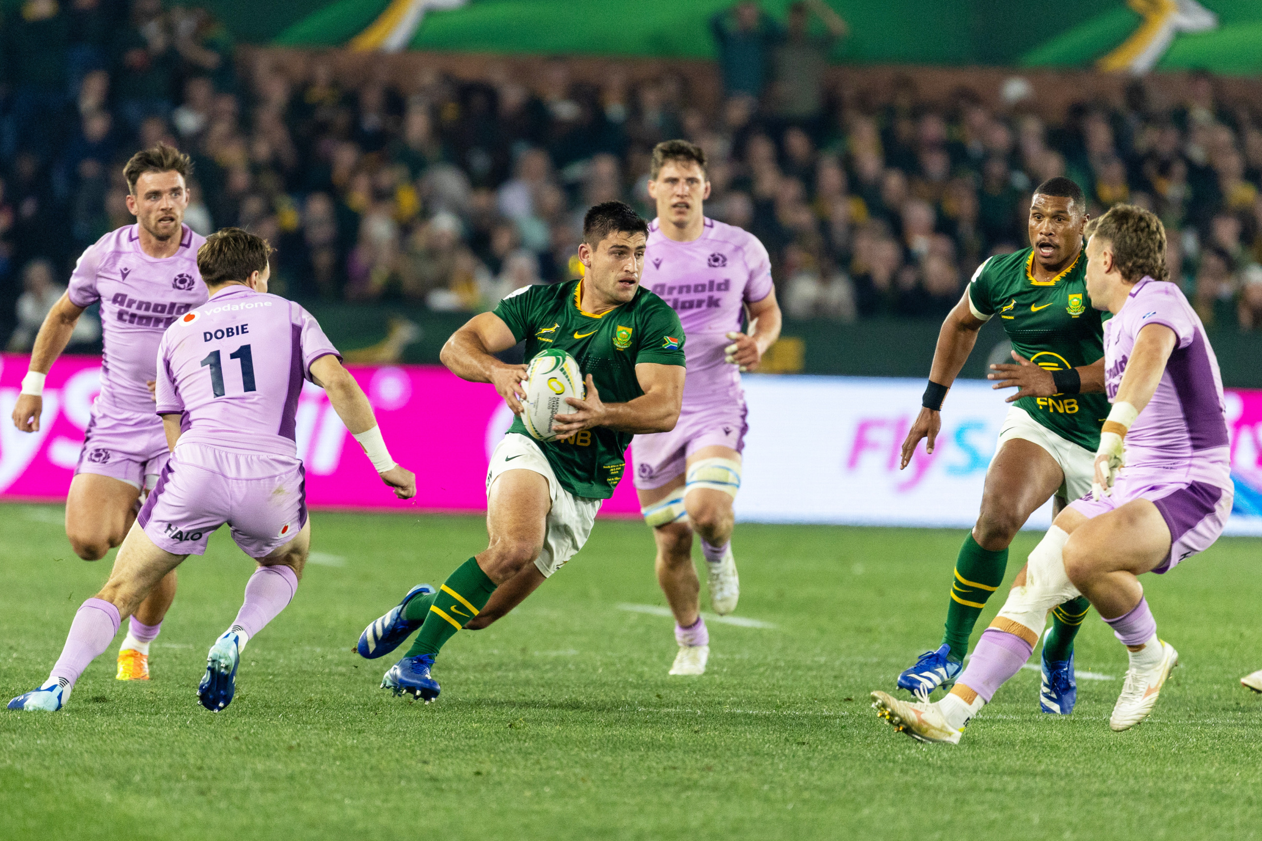 Bok-flank Paul de Villiers in aksie teen Skotland.