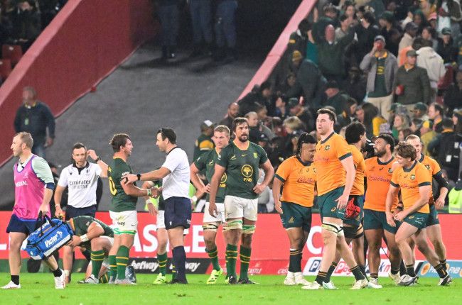 Die Wallabies vier hul oorwinning oor die Springbokke op Ellispark verlede jaar. Foto: Sydney Seshibedi/Gallo Images/Getty Images.