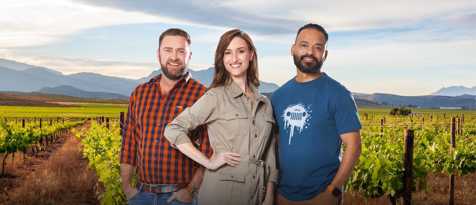 Theo, en die program se mede-aanbieders Pieterman Geldenhuys en Vicky Davis.