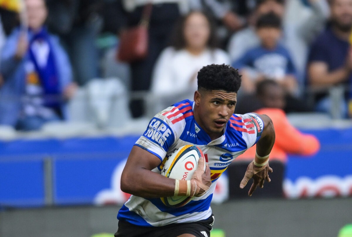 Sacha Feinberg-Mngomezulu, gene­raal van die Stormers se agterlyn. Foto: Ashley Vlotman, Gallo Images.