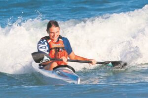 Surfskier riding waves of success