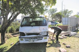 Occupants unscathed after taxi ploughs through wall