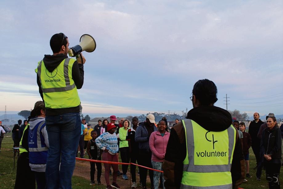 Runners gathered at the start of the parkrun early