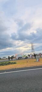 Macassar-ouma sterf voor motor op snelweg