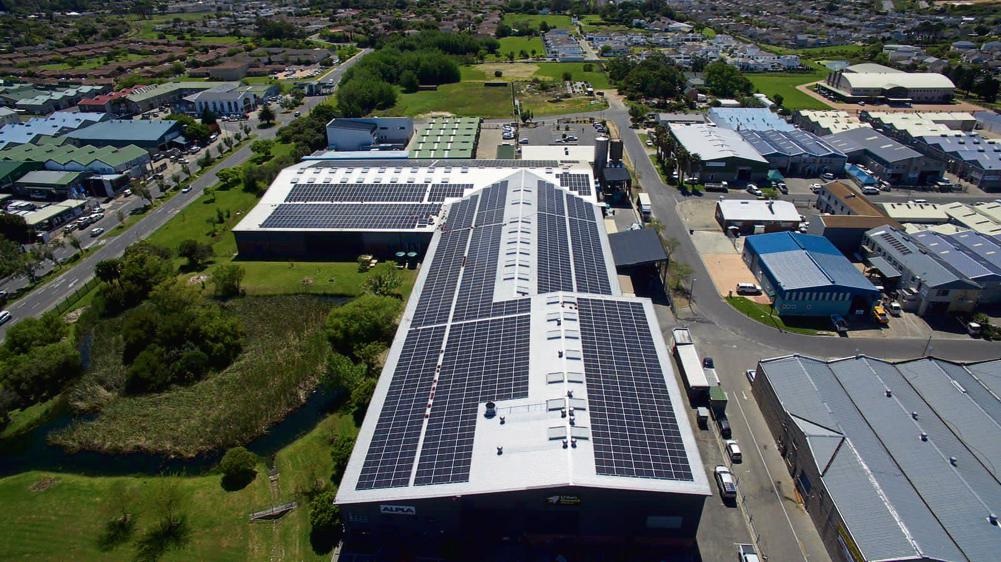 An aerial view of the 1?880 solar panels installed