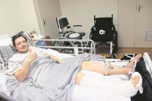 Brave fightback after life-threatening fall