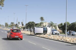 Car overturns after driver’s ‘avoidance’