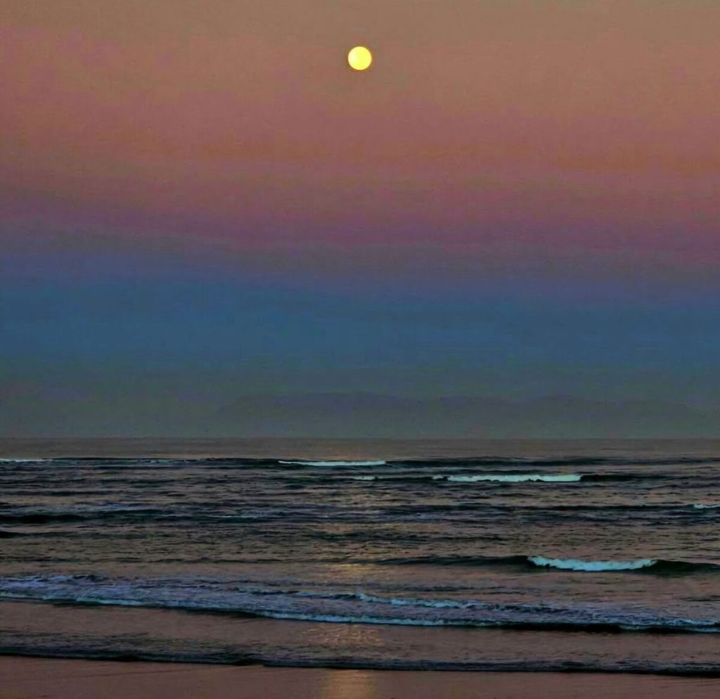 “Maan groet oor Valsbaai” vang die maan se silwer lig oor die kalm waters vas.