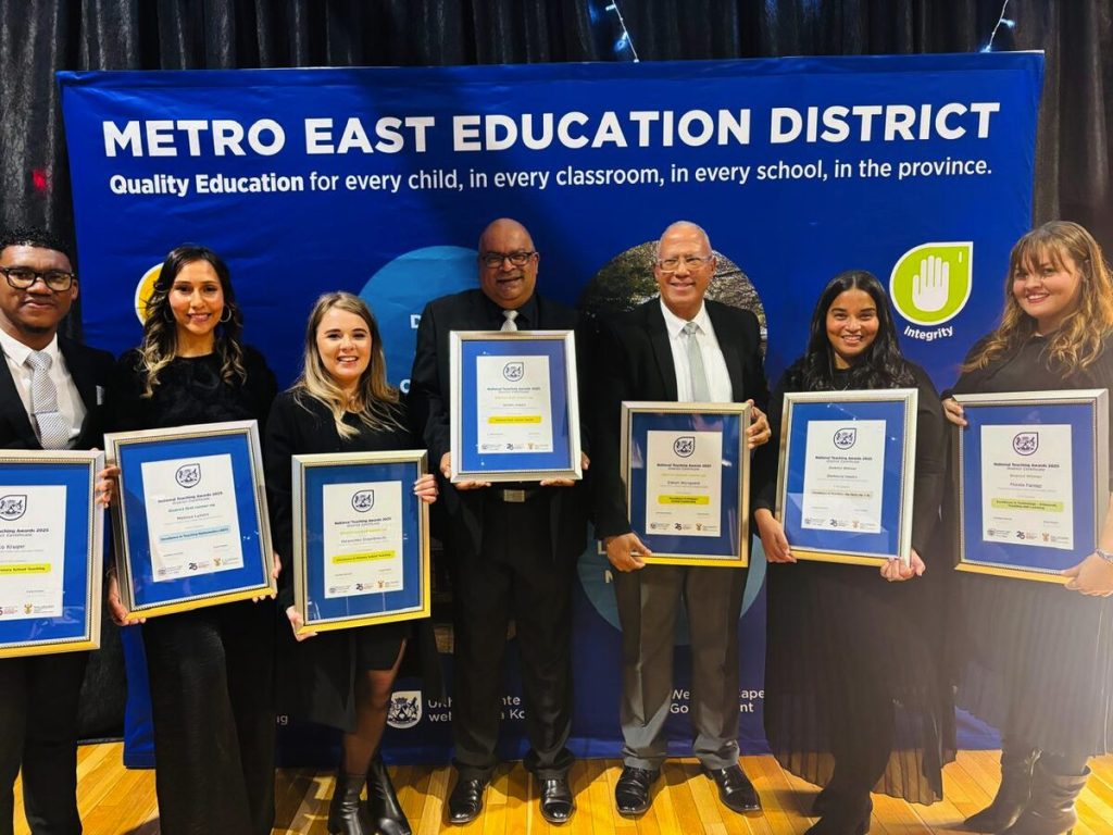 Seven Firgrove Primary educators with their teaching award certificates at the district ceremony.