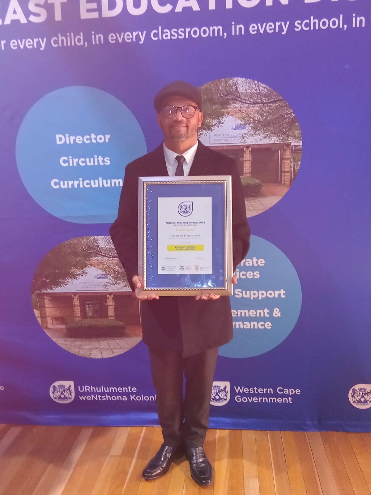 Desmond Engelbrecht, False Bay Primary principal, winner of the Excellence in Primary School Leadership award.