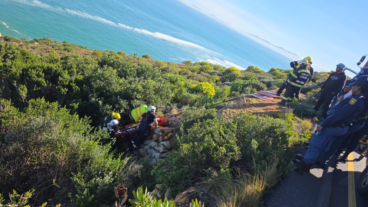 Woman rescued as car plunges off scenic R44 near Gordon’s Bay