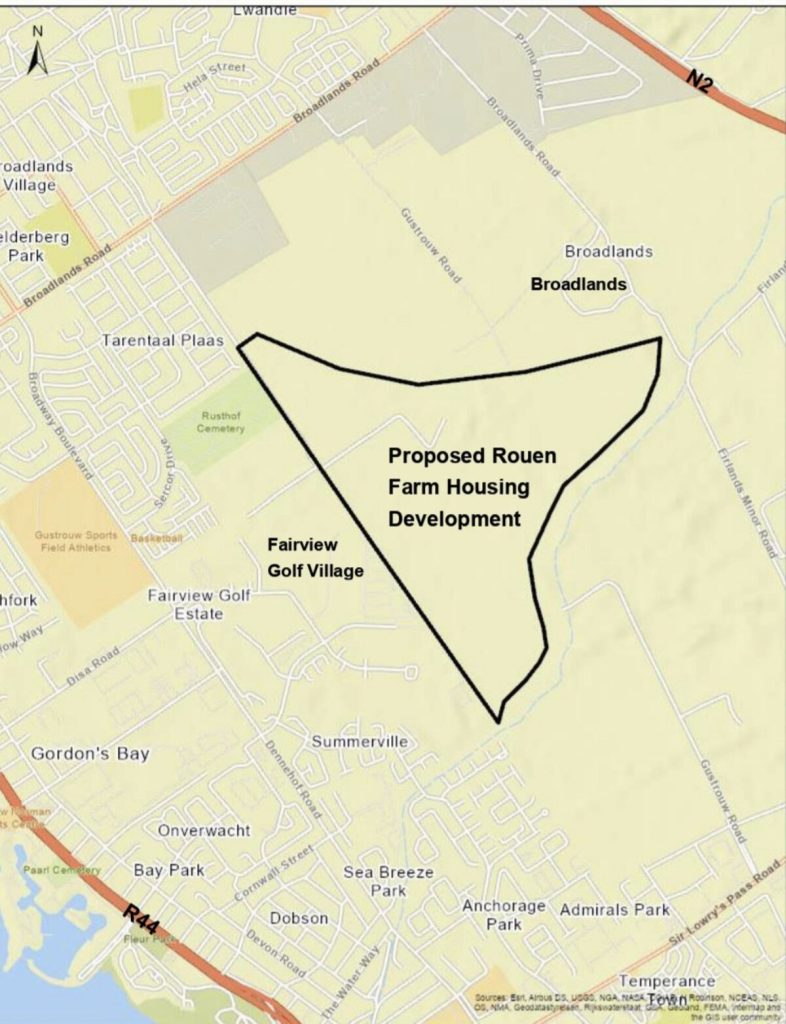 The location of the proposed Rouen Farm development.