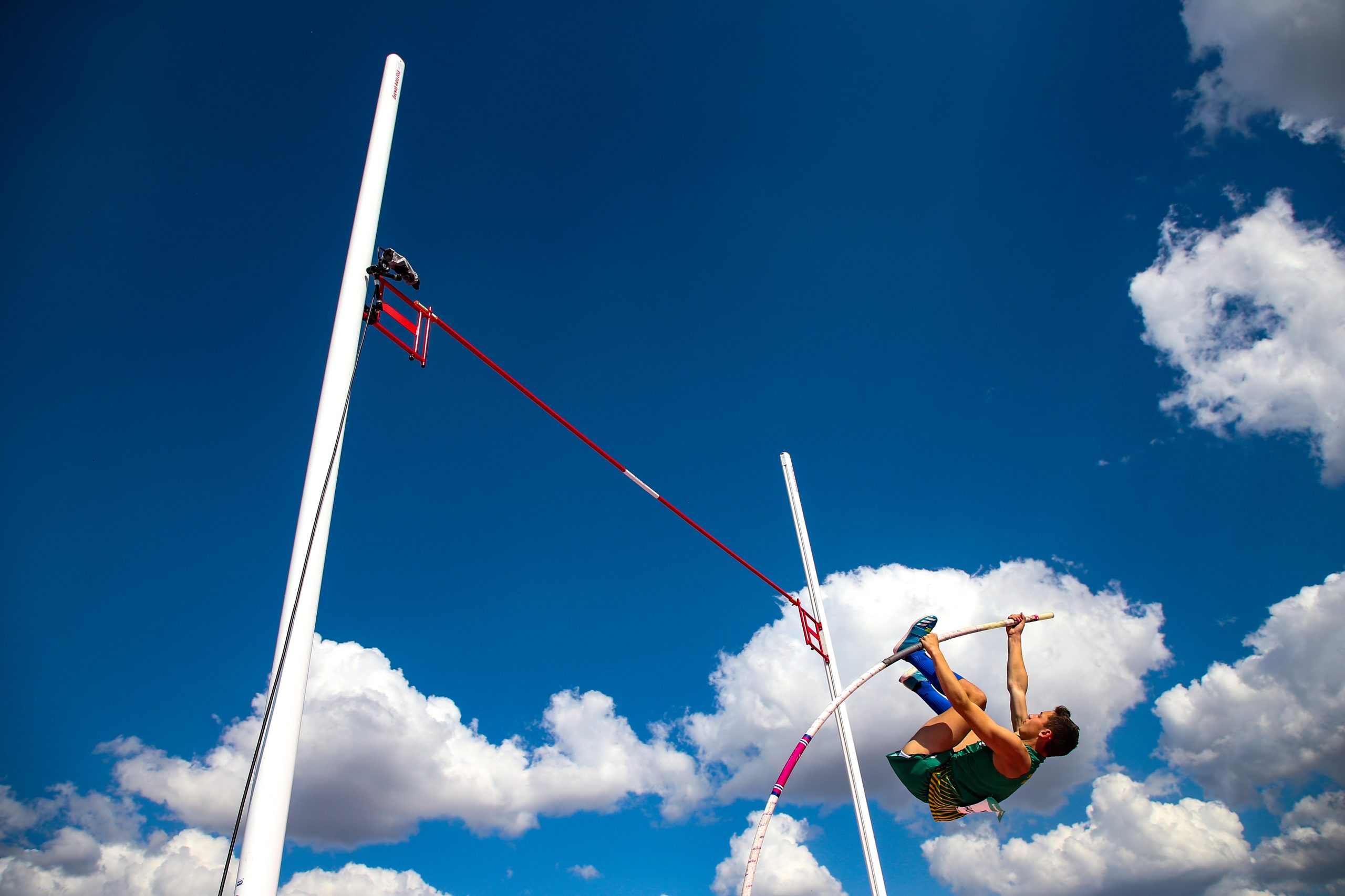 Nikolai van Huyssteen of South Africa competes in the men's pole vault on the third day of the athletics programme at the 2018 Youth Olympic Games at the Youth Olympic Park Athletics Stadium in Buenos Aires, Argentina, in October 2018. Photo: Roger Sedres 