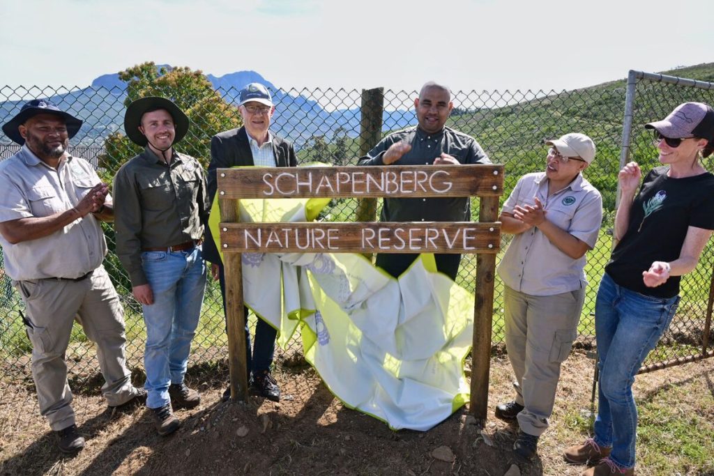 Deputy mayor Eddie Andrews (third from right) launched the Schapenberg Nature Reserve as part of the directorate's Heritage Month celebrations. On his left is Ward 84 ciuncilor Norman McFarlane.