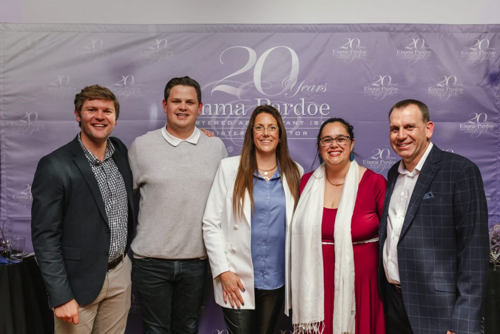 Charity auction sponsors at Emma Pardoe's 20th anniversary celebration fundraising for local organizations