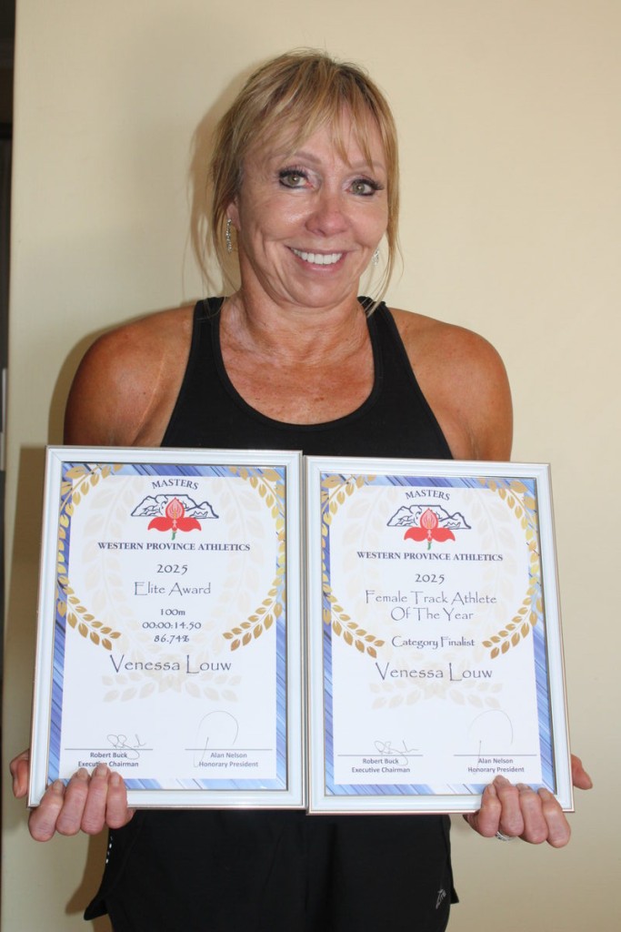 Fit Vee with some of her accolades from Western Province Athletics.
