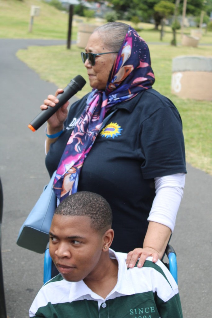 Dr Washiela Banien Sait, CEO of DICAG WC, introduces one of the people on her organisation's programme who was upskilled and teaches at a school.