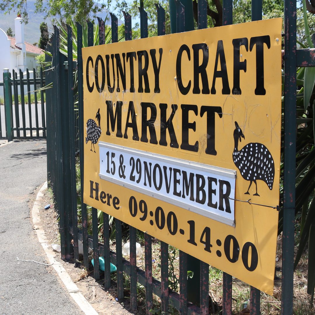 Country Craft Market sign welcomes visitors to Southey's Vines for handmade treasures.