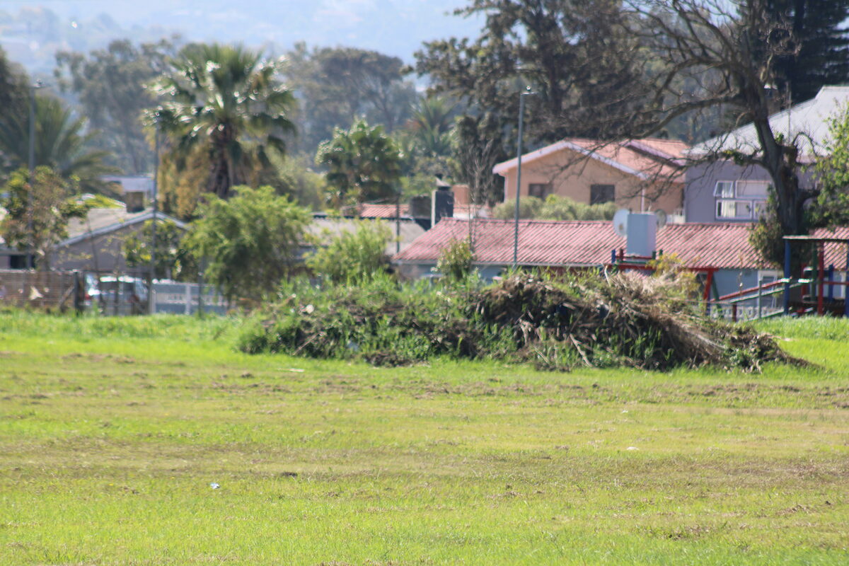 Foul smells emanate from the dredged material, dumped near homes in Helderzicht, posing not only an eyesore but safety risk. Photo: Jamey Gordon