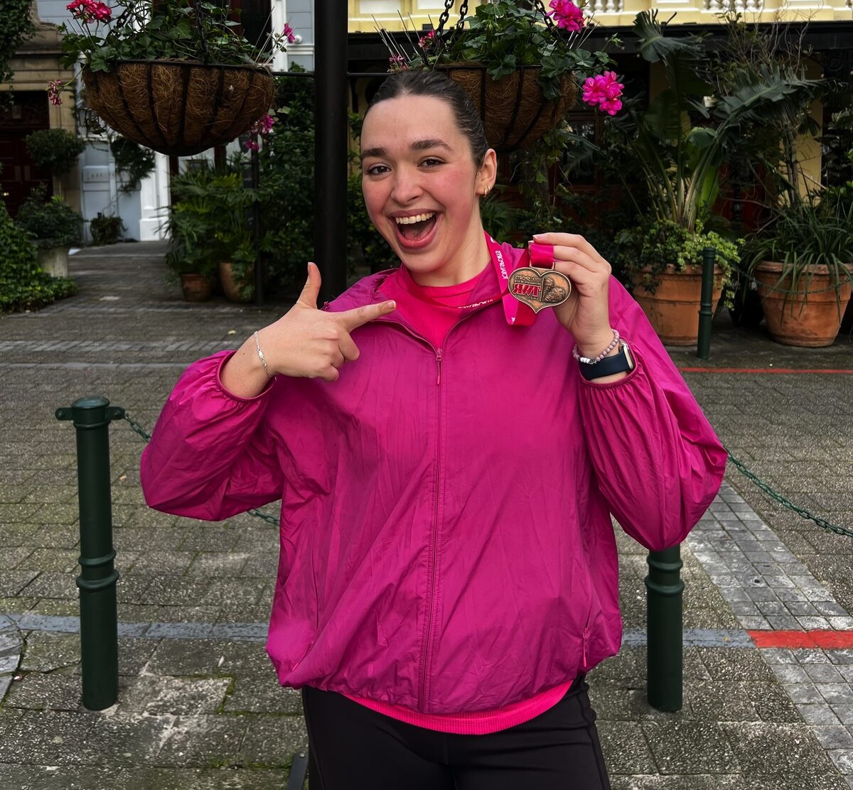 Raine Scott Anderson celebrates exceeding her London Marathon fundraising target ahead of the race.