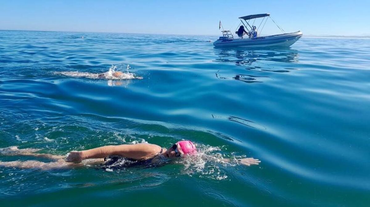 Record-breaking swim for Karen Kennedy.
