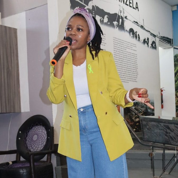 Organiser Lethu Sisusa connects with attendees at the Navigating Adulthood men's mental health event in Lwandle