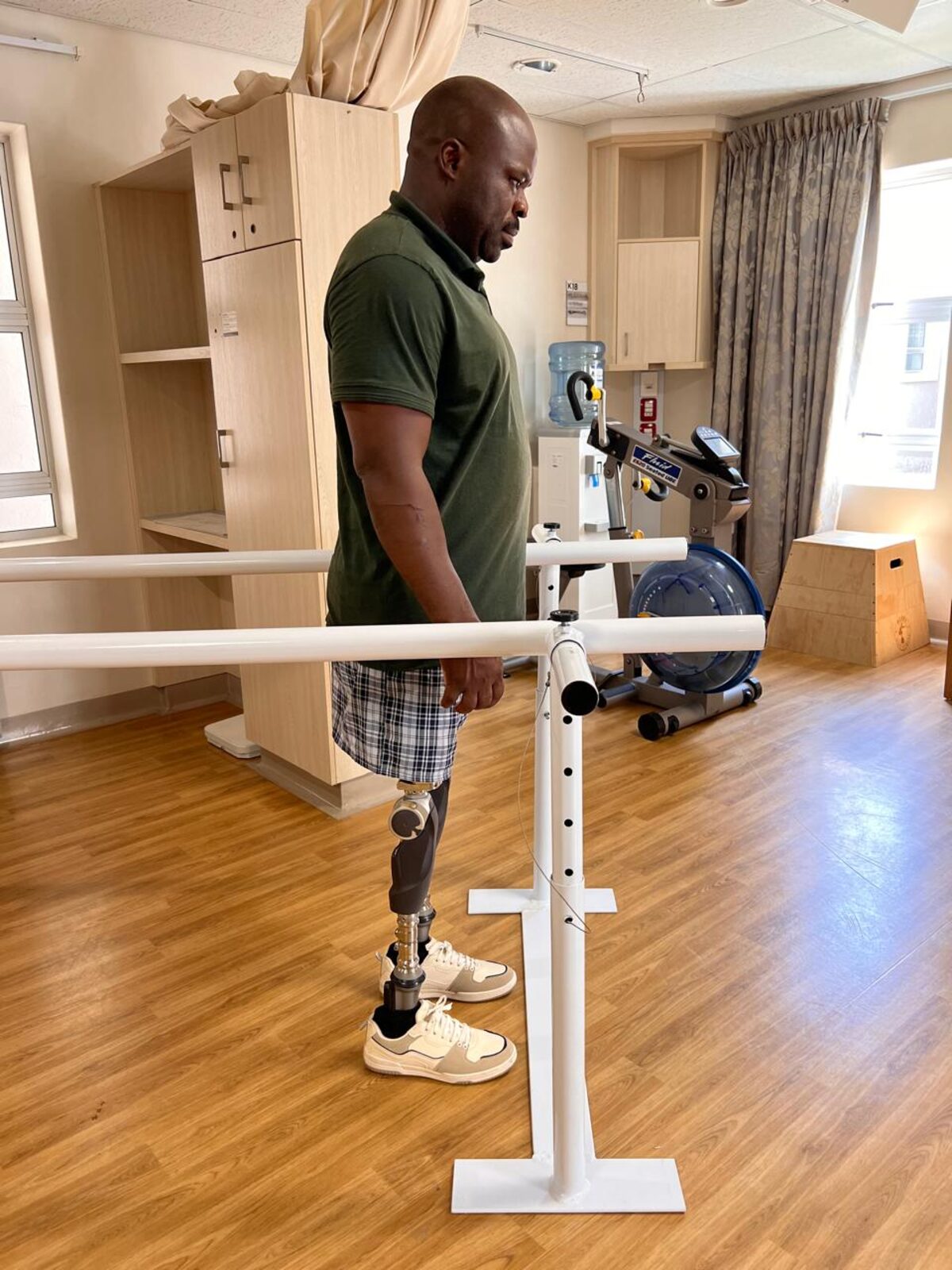 Tashinga Skipa works through his rehabilitation programme at the Institute of Orthopaedics and Rheumatology.