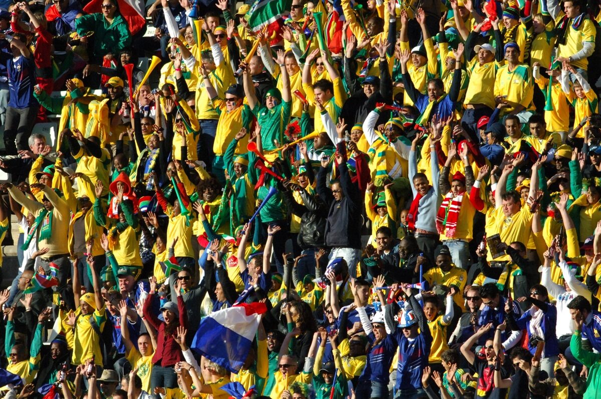 Bafana Bafana fans pack the Free State Stadium, Bloemfontein, during the 2-1 victory over France, 22 June 2010. 