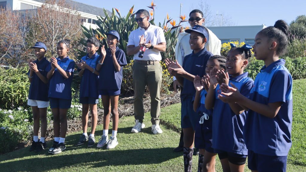 St Paul's Primary School learners serenade Ubuntu Golf Day players with a heartfelt song of thanks.