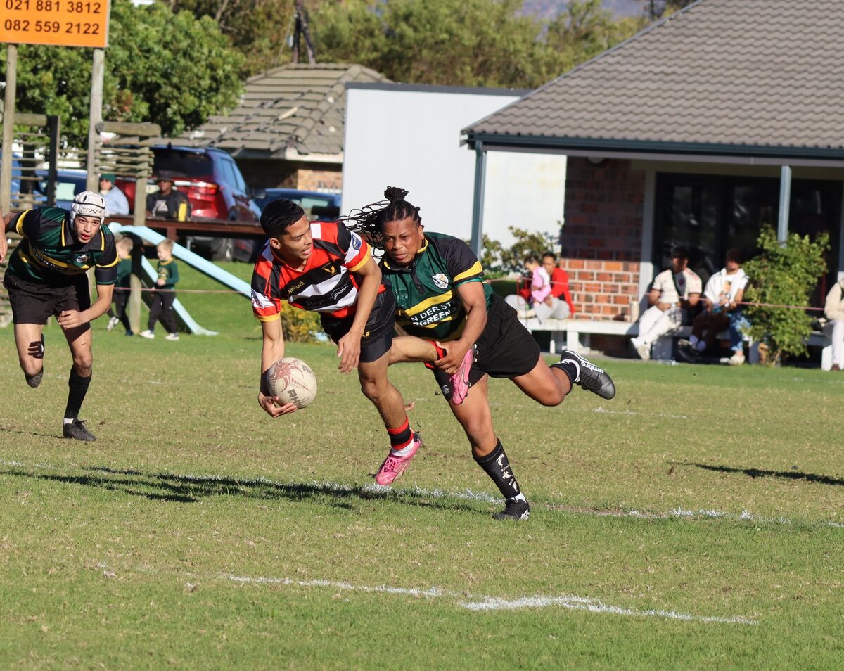 Jayden Daniels of Helderberg is tackled during the game. Photo: Adre Knipe